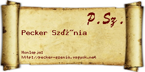 Pecker Szénia névjegykártya